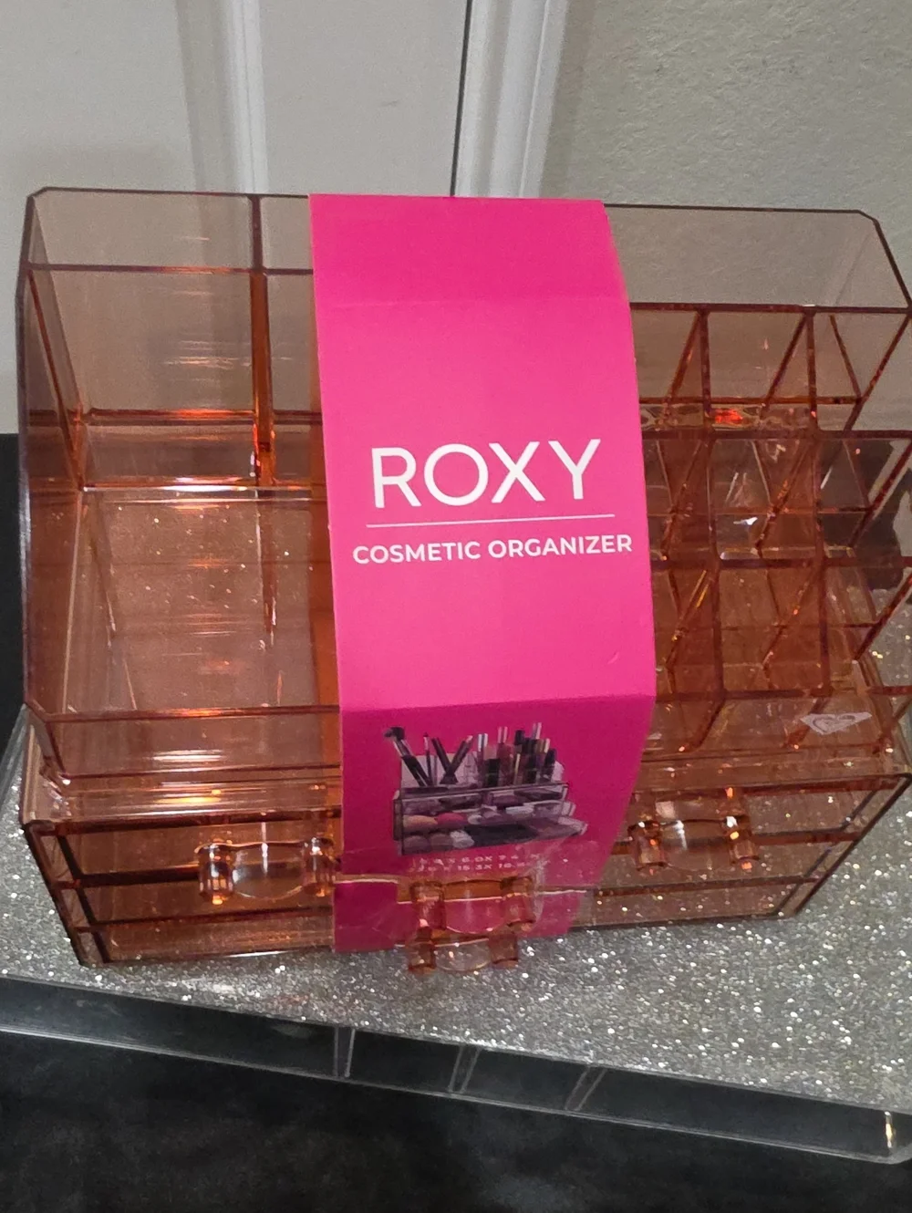 Roxy 2-Tier Pink Acrylic Cosmetic Organizer